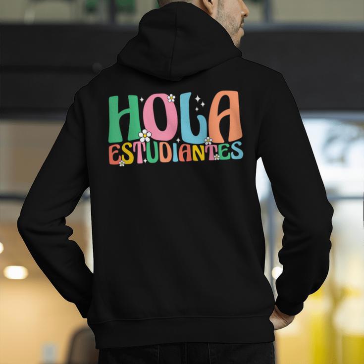 Hola Estudiantes Maestra Back To School Spanish Teacher Men's Hoodie Back Print, funny gift