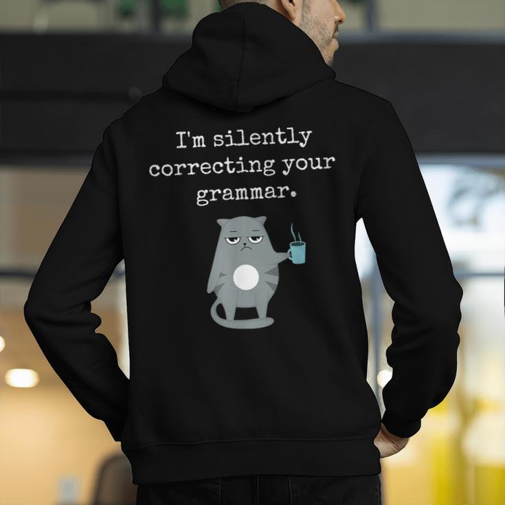 I'm Silently Correcting Your Grammar Sarcastic Teacher For Men Women Kids Men's Hoodie Back Print, funny gift