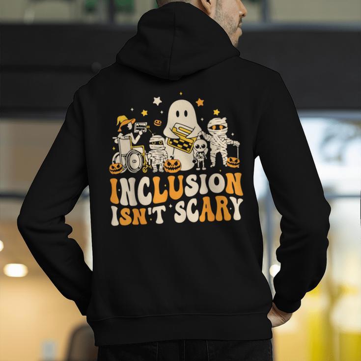 Inclusion Isn't Scary Mummy Boo Ghost Halloween SLP Teacher Men's Hoodie Back Print, funny gift Inclusion Isn't Scary Mummy Boo Ghost Halloween SLP Teacher Men's Hoodie Back Print, funny gift