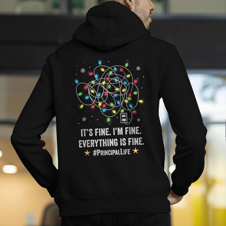 It's Fine I'm Fine Christmas Light Principal Teacher Xmas Men Women Men's Hoodie Back Print, funny gift It's Fine I'm Fine Christmas Light Principal Teacher Xmas Men Women Men's Hoodie Back Print, funny gift