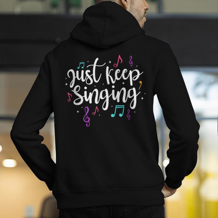 Just Keep Singing Singer Music Teacher Motivational Men's Hoodie Back Print, funny gift Just Keep Singing Singer Music Teacher Motivational Men's Hoodie Back Print, funny gift