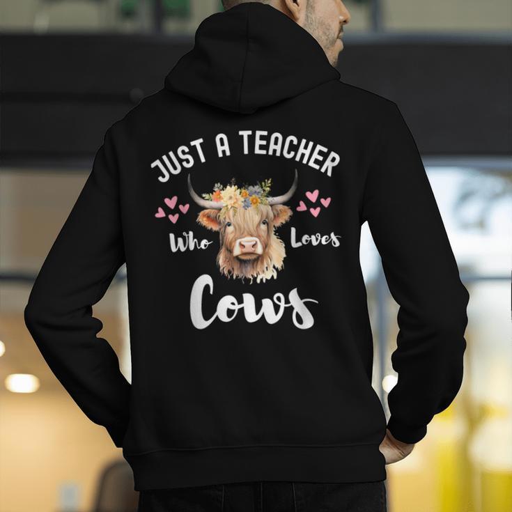 Just A Teacher Who Loves Cows Shirt Cute Highland Cow Men's Hoodie Back Print, funny gift Just A Teacher Who Loves Cows Shirt Cute Highland Cow Men's Hoodie Back Print, funny gift