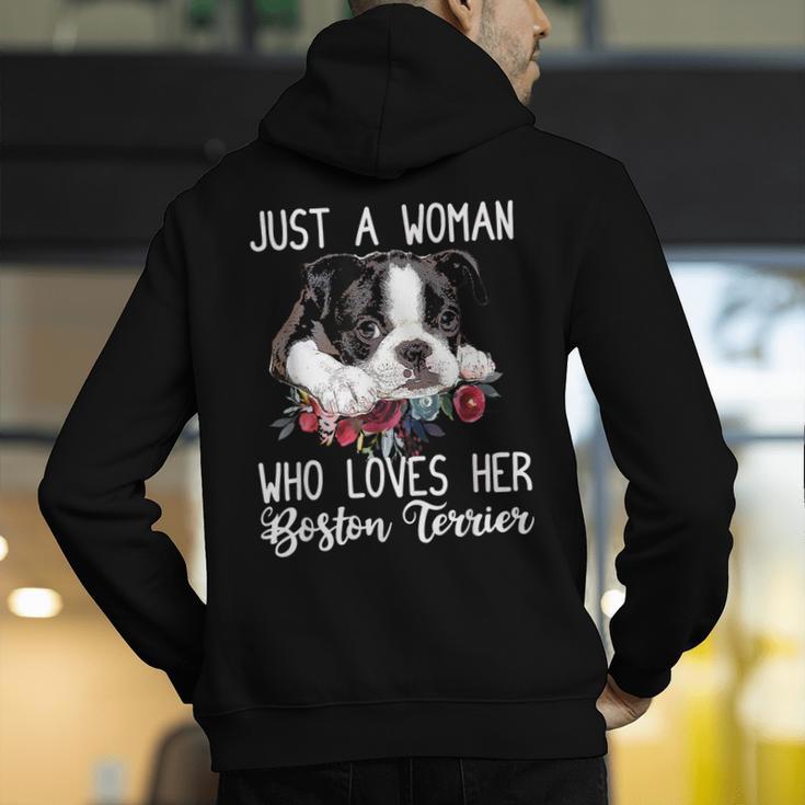 Just a Woman Who Loves Her Boston Terrier Cute Dog Mom Men's Hoodie Back Print, Boston Terrier Mom Hoodies, funny gift