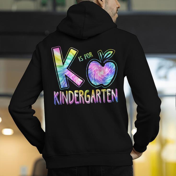 K Is For Kindergarten Teacher Tie Dye Back To School Kinder Men's Hoodie Back Print, funny gift K Is For Kindergarten Teacher Tie Dye Back To School Kinder Men's Hoodie Back Print, funny gift