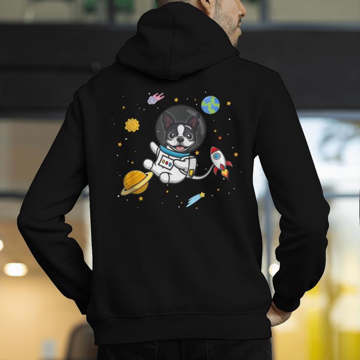 Kawaii Kids & Boys Astronaut Space Boston Terrier Dog Lover Men's Hoodie Back Print, funny gift