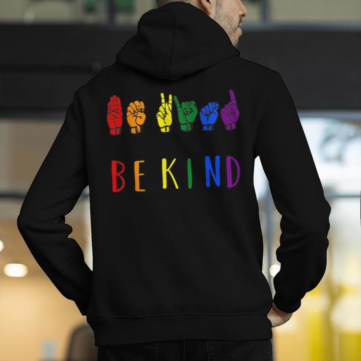 Be Kind Pride Sign Language Rainbow Teachers Interpreter ASL Men's Hoodie Back Print, funny gift Be Kind Pride Sign Language Rainbow Teachers Interpreter ASL Men's Hoodie Back Print, funny gift