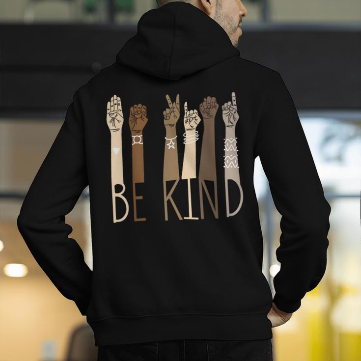 Be Kind Sign Language Hand Talking Teachers Interpreter ASL Men Women Men's Hoodie Back Print, funny gift