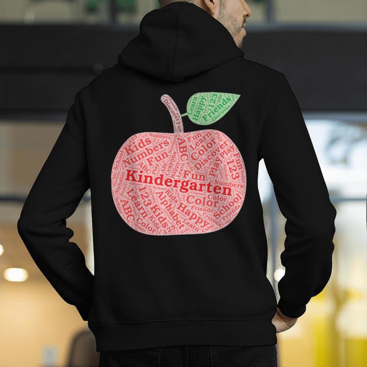 Kindergarten Apple Word Art For Teachers & Students Men's Hoodie Back Print, funny gift