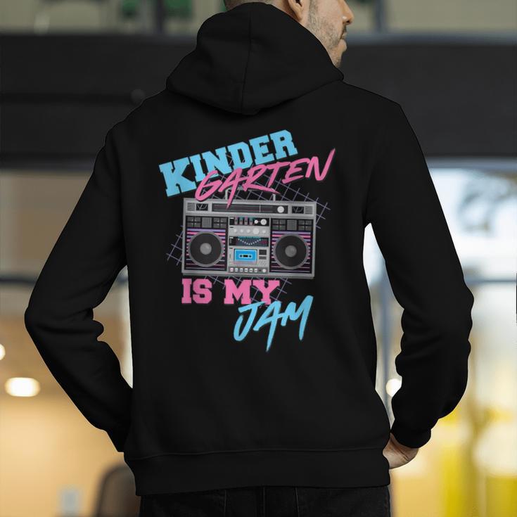 Kindergarten Is My Jam Vintage 80s Boombox Teacher Student Men's Hoodie Back Print, funny gift Kindergarten Is My Jam Vintage 80s Boombox Teacher Student Men's Hoodie Back Print, funny gift