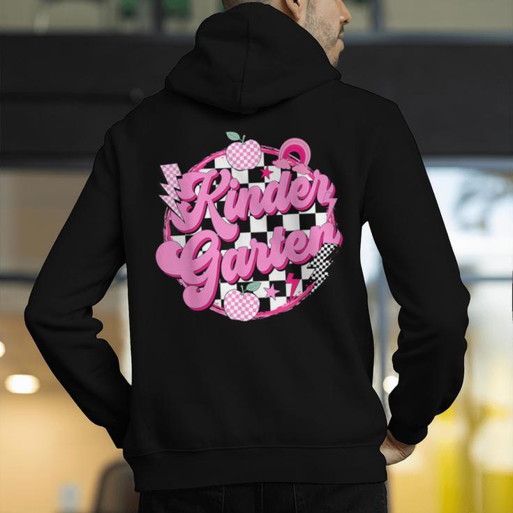 Kindergarten Teacher Women Checkered First Day Of School Men's Hoodie Back Print, funny gift Kindergarten Teacher Women Checkered First Day Of School Men's Hoodie Back Print, funny gift