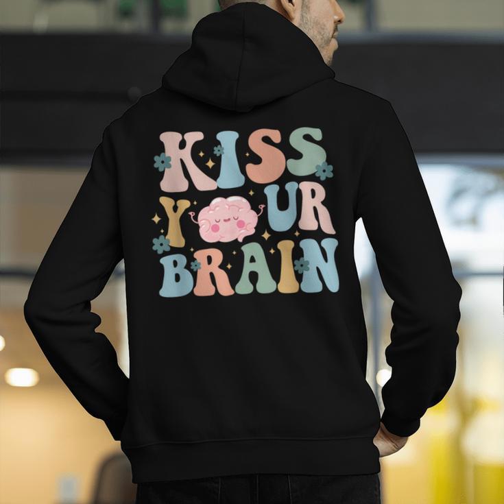 Kiss Your Brain Teacher Inspire Educate Groovy Retro Vintage Men's Hoodie Back Print, Groovy Teacher Hoodies, funny gift Kiss Your Brain Teacher Inspire Educate Groovy Retro Vintage Men's Hoodie Back Print, Groovy Teacher Hoodies, funny gift