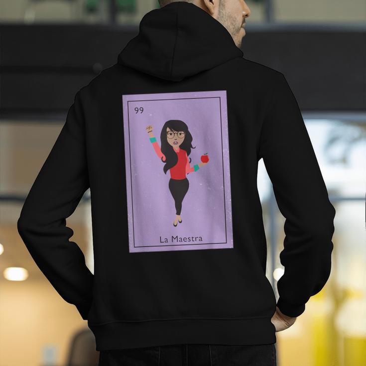 La Maestra Mexican Bingo Card Teacher Lottery Card Men's Hoodie Back Print, funny gift