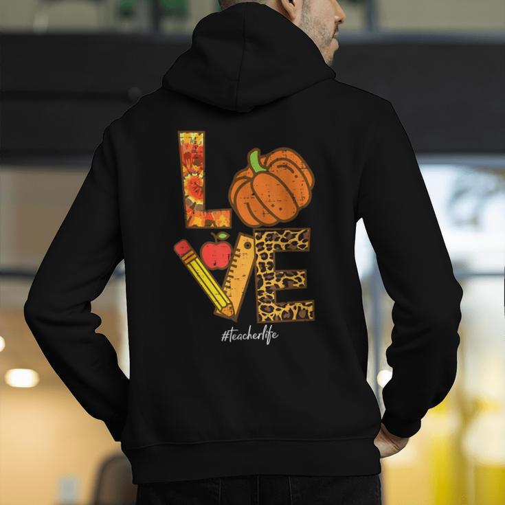 Leopard Pumpkin Love Teacher Life Thanksgiving Fall Women Men's Hoodie Back Print, funny gift Leopard Pumpkin Love Teacher Life Thanksgiving Fall Women Men's Hoodie Back Print, funny gift