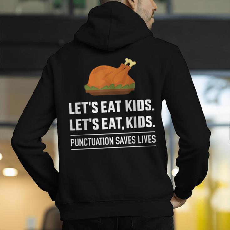 Let's Eat Kids Grammar For Thanksgiving Teacher Men's Hoodie Back Print, funny gift Let's Eat Kids Grammar For Thanksgiving Teacher Men's Hoodie Back Print, funny gift