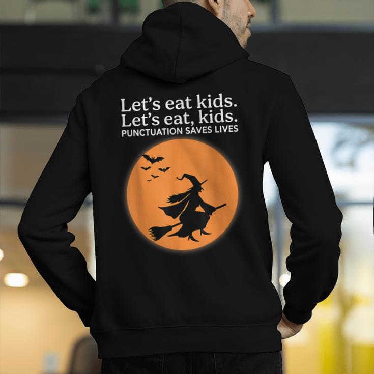 Let's Eat Kids Punctuation Saves Live Witch Grammar Teacher Men's Hoodie Back Print, funny gift Let's Eat Kids Punctuation Saves Live Witch Grammar Teacher Men's Hoodie Back Print, funny gift