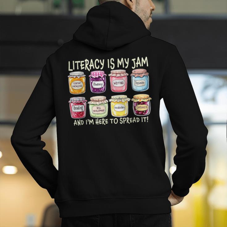 Literacy Is My Jam And I'm Here To Spread Literacy Teacher Men's Hoodie Back Print, funny gift Literacy Is My Jam And I'm Here To Spread Literacy Teacher Men's Hoodie Back Print, funny gift