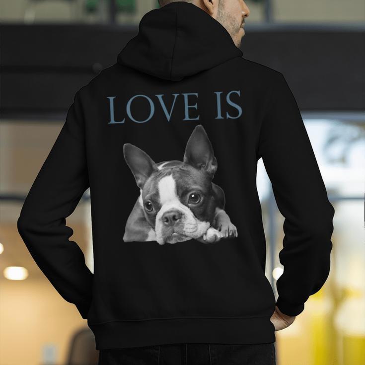 Love Is Boston Terrier Bostie Men's Hoodie Back Print, funny gift