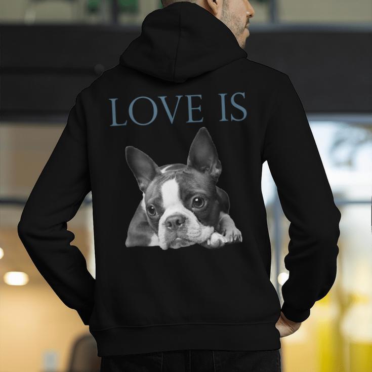 Love Is Boston Terrier Bostie Men's Hoodie Back Print, funny gift