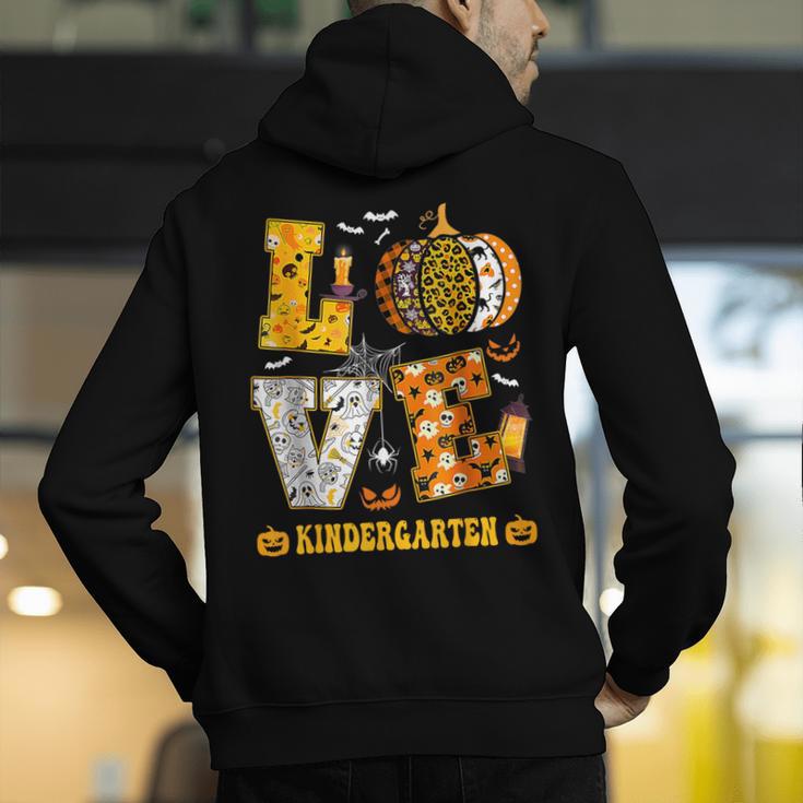 LOVE Kindergarten Pumpkin Teacher Student Halloween Costume Men's Hoodie Back Print, funny gift LOVE Kindergarten Pumpkin Teacher Student Halloween Costume Men's Hoodie Back Print, funny gift