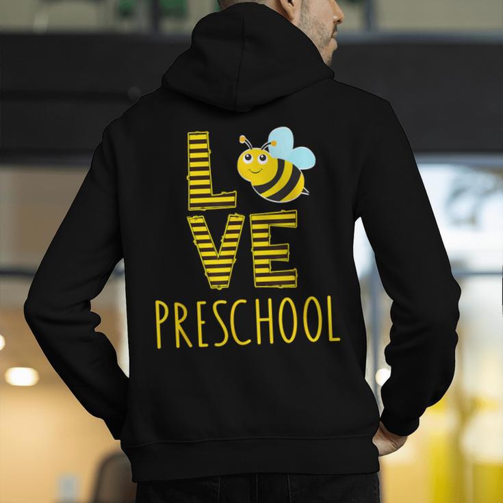 Love Preschool Back To School Yellow Bee Preschool Teacher For Men Women Girls Kids Men's Hoodie Back Print, funny gift