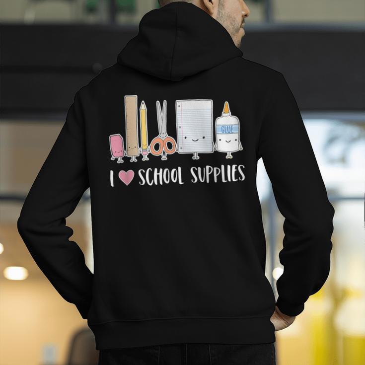 I Love School Supplies Teacher Shirt Men's Hoodie Back Print, funny gift