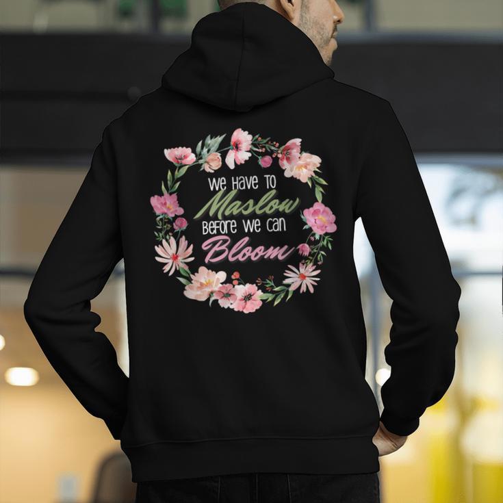 Maslow Before Blooms SPED Teacher School Psychologist Retro Men Women Men's Hoodie Back Print, funny gift