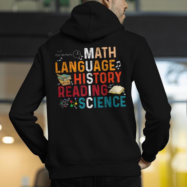 Math Language History Reading Science Music Teacher Men's Hoodie Back Print, History Teacher Hoodies, Science Teacher Hoodies, funny gift Math Language History Reading Science Music Teacher Men's Hoodie Back Print, History Teacher Hoodies, Science Teacher Hoodies, funny gift