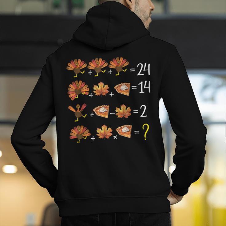 Math Number Thanksgiving Count Answer Pie Turkey Teacher Men's Hoodie Back Print, funny gift
