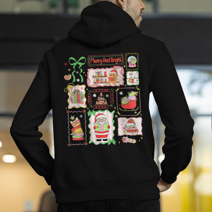 Merry And Bright Christmas Gingerbread Santa Book Teacher Men's Hoodie Back Print, funny gift Merry And Bright Christmas Gingerbread Santa Book Teacher Men's Hoodie Back Print, funny gift