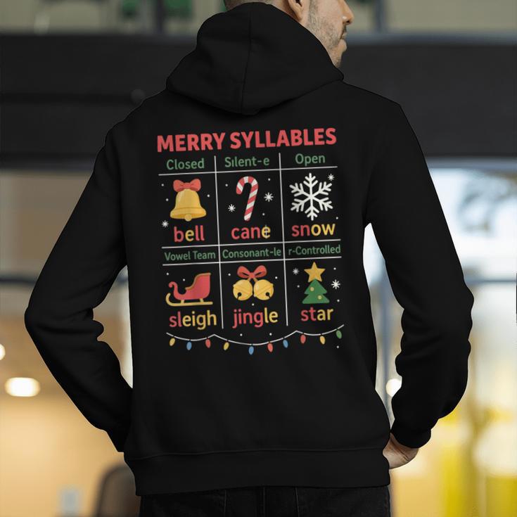 Merry Syllables Teacher Christmas Educational Kids Men's Hoodie Back Print, funny gift Merry Syllables Teacher Christmas Educational Kids Men's Hoodie Back Print, funny gift