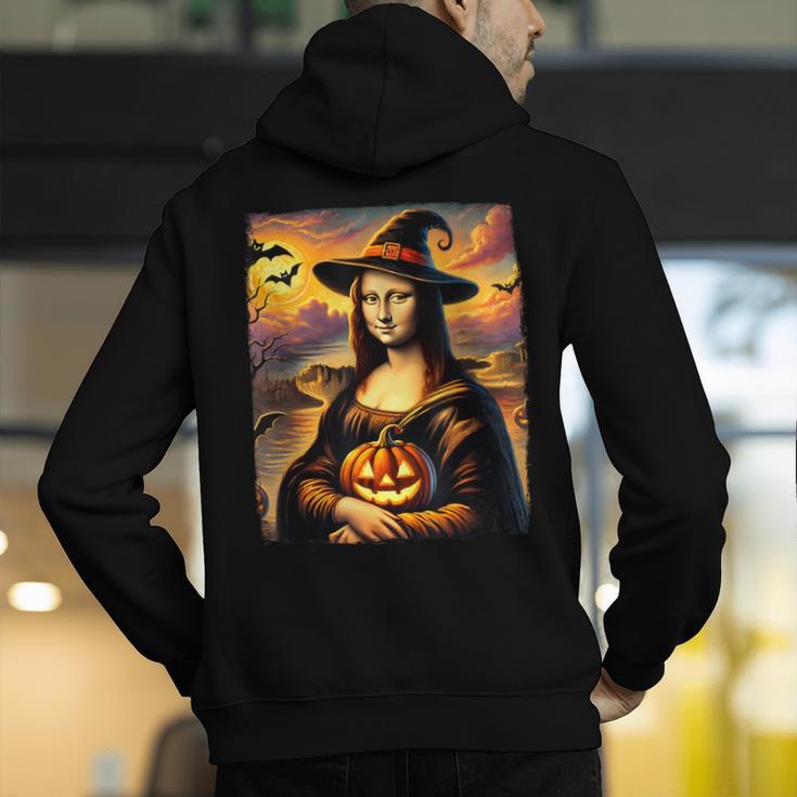 Mona Lisa Pumpkin Halloween Art Teacher Witchy Women Kids Men's Hoodie Back Print, funny gift