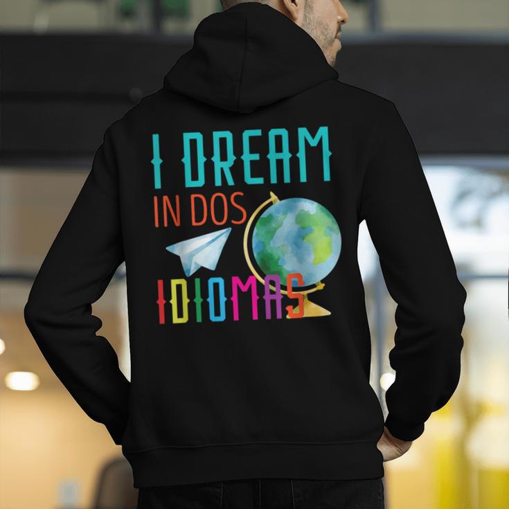 Multilingual Teacher In Dos Idiomas Linguist Language Men's Hoodie Back Print, funny gift Multilingual Teacher In Dos Idiomas Linguist Language Men's Hoodie Back Print, funny gift