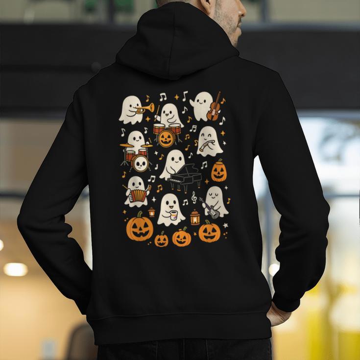 Music Teacher Orchestra Shirt Spooky Halloween Ghost Band Men's Hoodie Back Print, funny gift