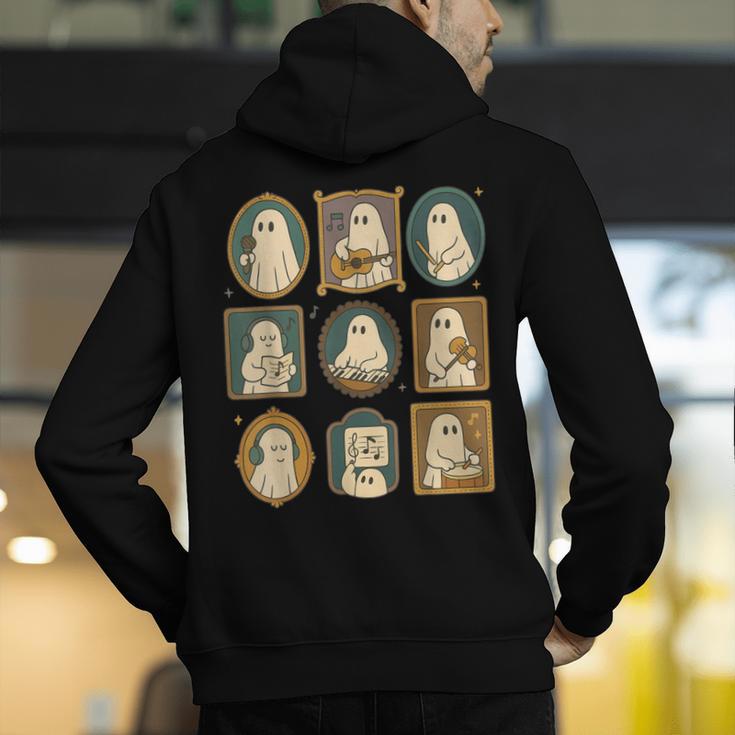 Music Teacher Orchestra Spooky Halloween Ghost Band Men's Hoodie Back Print, funny gift Music Teacher Orchestra Spooky Halloween Ghost Band Men's Hoodie Back Print, funny gift