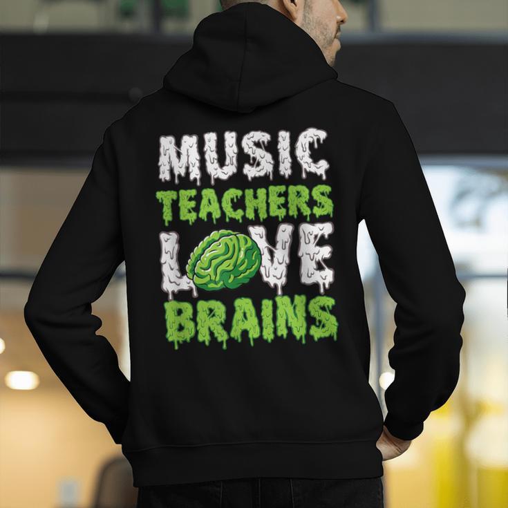 Music Teachers Love Brains Cute Teaching Halloween Men's Hoodie Back Print, funny gift