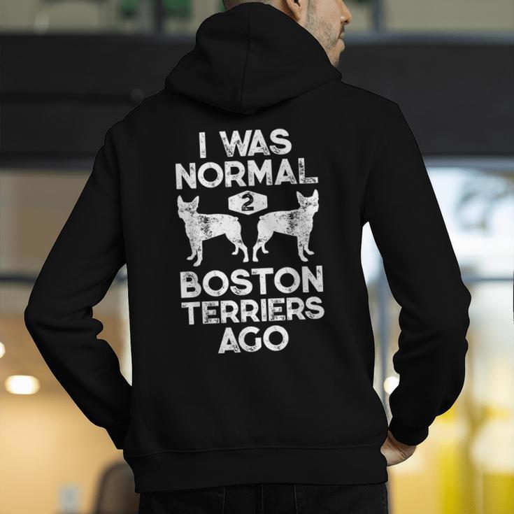 I Was Normal 2 Boston Terriers Ago Dog Lover For Men Women Girls Kids Men's Hoodie Back Print, funny gift