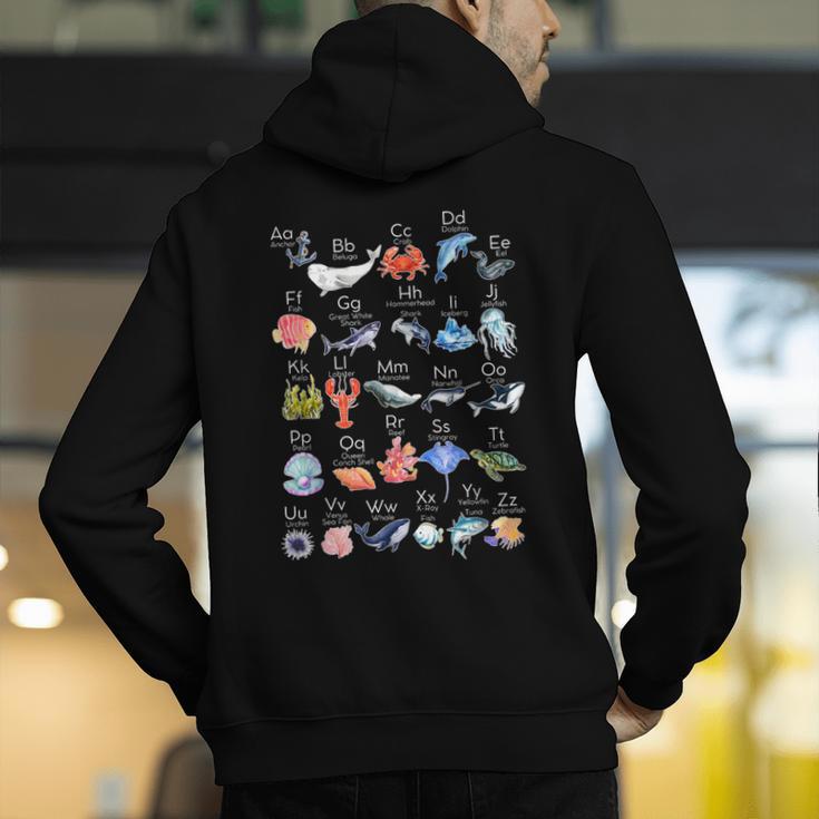 Ocean Animals Alphabet Cute Sea Life ABC Marine Kids Teacher Men's Hoodie Back Print, funny gift Ocean Animals Alphabet Cute Sea Life ABC Marine Kids Teacher Men's Hoodie Back Print, funny gift