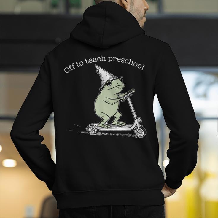 Off To Teach Preschool Pre-K Teacher Back To School Frog Men's Hoodie Back Print, funny gift Off To Teach Preschool Pre-K Teacher Back To School Frog Men's Hoodie Back Print, funny gift
