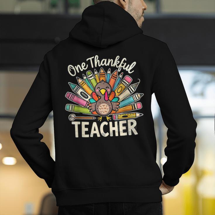 One Thankful Teacher Cute Thanksgiving Turkey School Men's Hoodie Back Print, funny gift