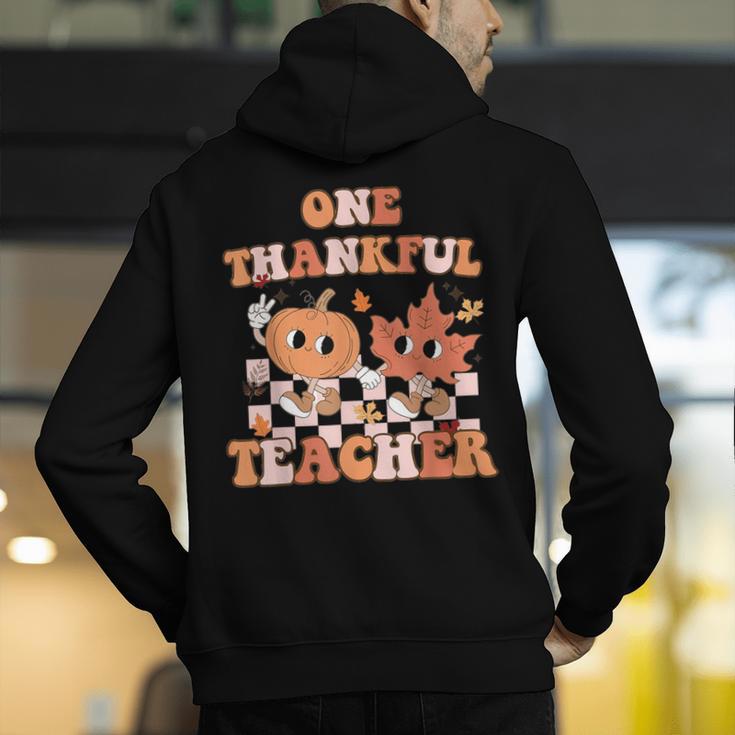 One Thankful Teacher Fall Leaves Thanksgiving Retro Men's Hoodie Back Print, funny gift One Thankful Teacher Fall Leaves Thanksgiving Retro Men's Hoodie Back Print, funny gift