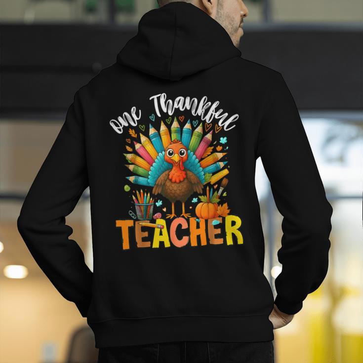 One Thankful Teacher Thanksgiving Turkey Cute Crayon Pencil Men's Hoodie Back Print, funny gift One Thankful Teacher Thanksgiving Turkey Cute Crayon Pencil Men's Hoodie Back Print, funny gift