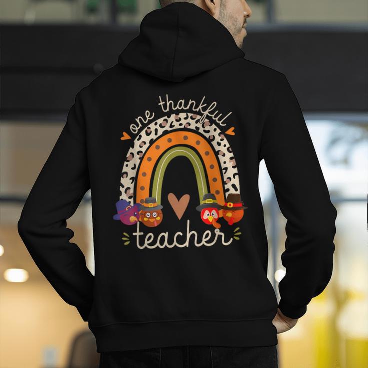 One Thankful Teacher Thanksgiving Turkey Rainbow Fall Men's Hoodie Back Print, funny gift One Thankful Teacher Thanksgiving Turkey Rainbow Fall Men's Hoodie Back Print, funny gift