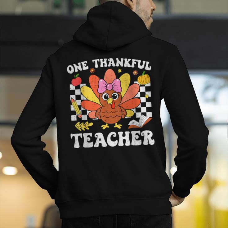 One Thankful Teacher Turkey Thanksgiving Teaching Men's Hoodie Back Print, funny gift