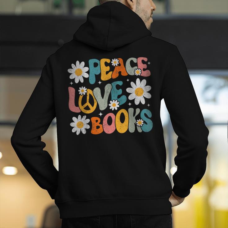 Peace Love Books Bookworm Librarian Reading Teacher Groovy Men's Hoodie Back Print, Groovy Teacher Hoodies, funny gift Peace Love Books Bookworm Librarian Reading Teacher Groovy Men's Hoodie Back Print, Groovy Teacher Hoodies, funny gift