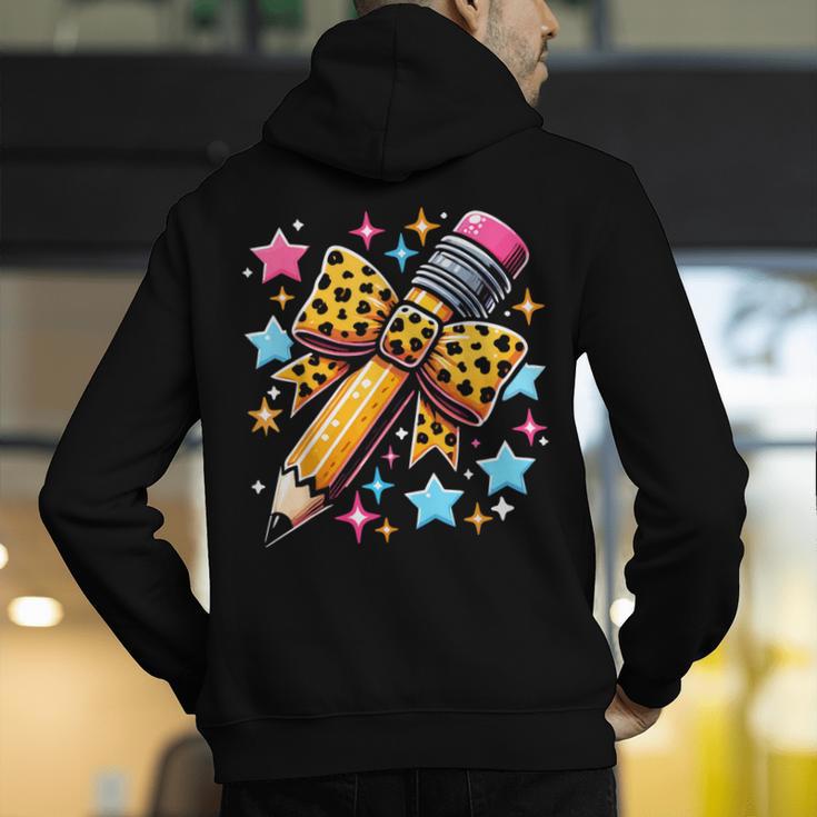 Pencil Leopard Coquette Bow Teacher Life Back To School Men's Hoodie Back Print, funny gift Pencil Leopard Coquette Bow Teacher Life Back To School Men's Hoodie Back Print, funny gift