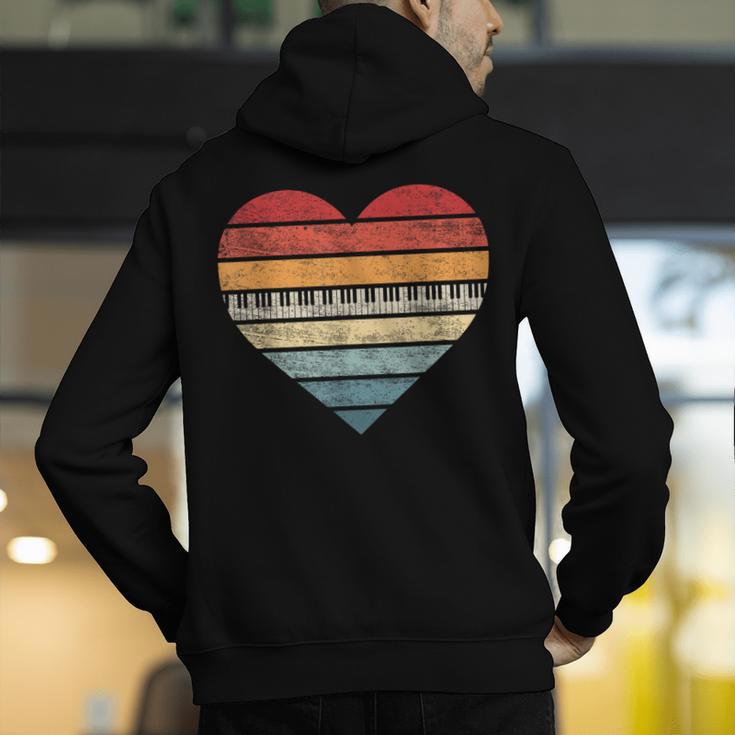 Pianist Retro Sunset Piano Keyboard Player Teacher Men's Hoodie Back Print, funny gift