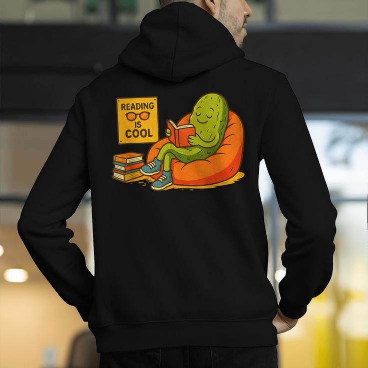 Pickle Reading Books Bookworm Teacher Librarian Kids Retro Men's Hoodie Back Print, funny gift Pickle Reading Books Bookworm Teacher Librarian Kids Retro Men's Hoodie Back Print, funny gift