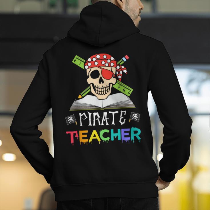 Pirate Teacher Halloween Skull Adult Men's Hoodie Back Print, funny gift Pirate Teacher Halloween Skull Adult Men's Hoodie Back Print, funny gift