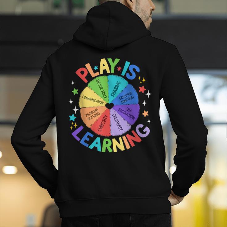 Play Is Learning Teacher Kindergarten For Men Women Kids Men's Hoodie Back Print, funny gift