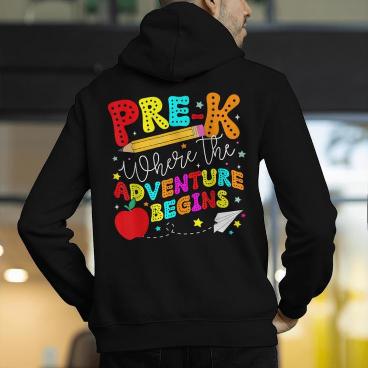 Pre-k Where The Adventure Begins First Day Of Prek Teacher Men's Hoodie Back Print, funny gift Pre-k Where The Adventure Begins First Day Of Prek Teacher Men's Hoodie Back Print, funny gift
